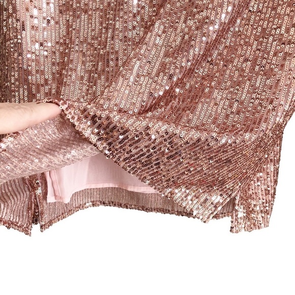 Loft NWT Pink Sequin Puff Sleeve Blouse Pullover Size XS - Picture 7 of 9